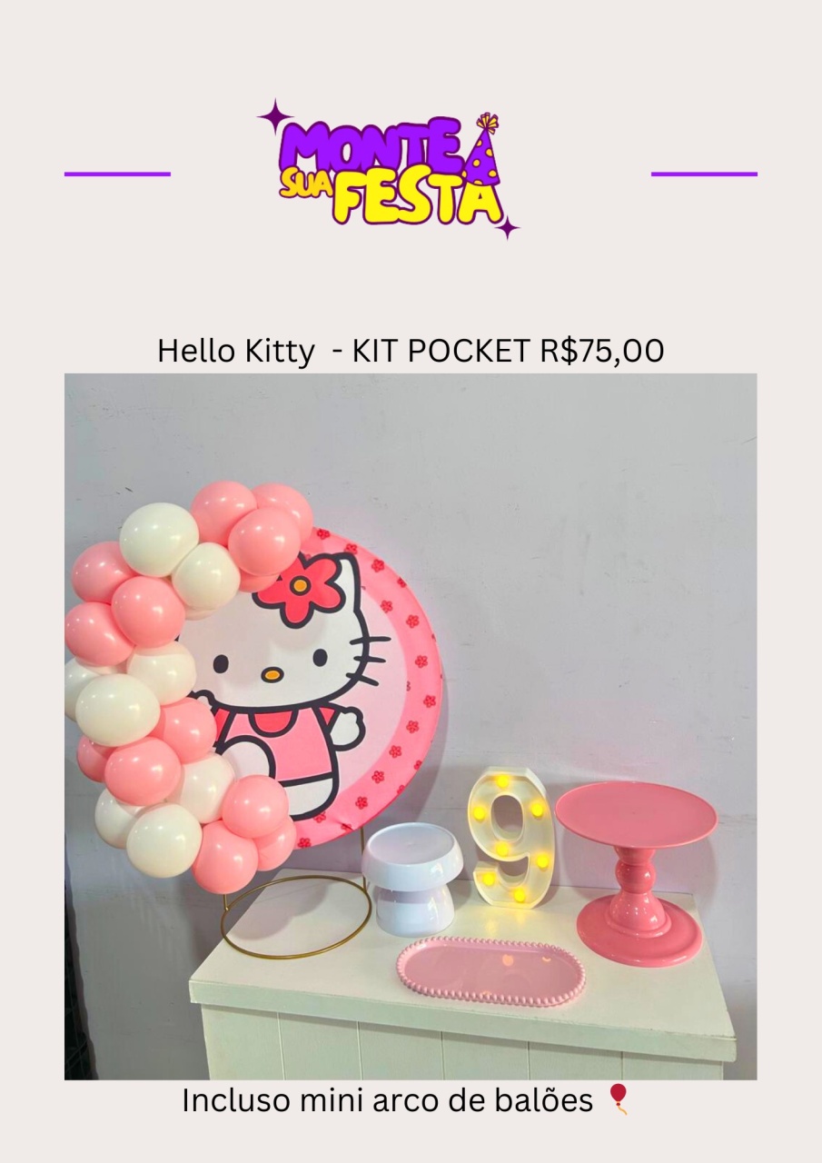 Hello Kitty - Kit Pocket  - Monte sua festa 