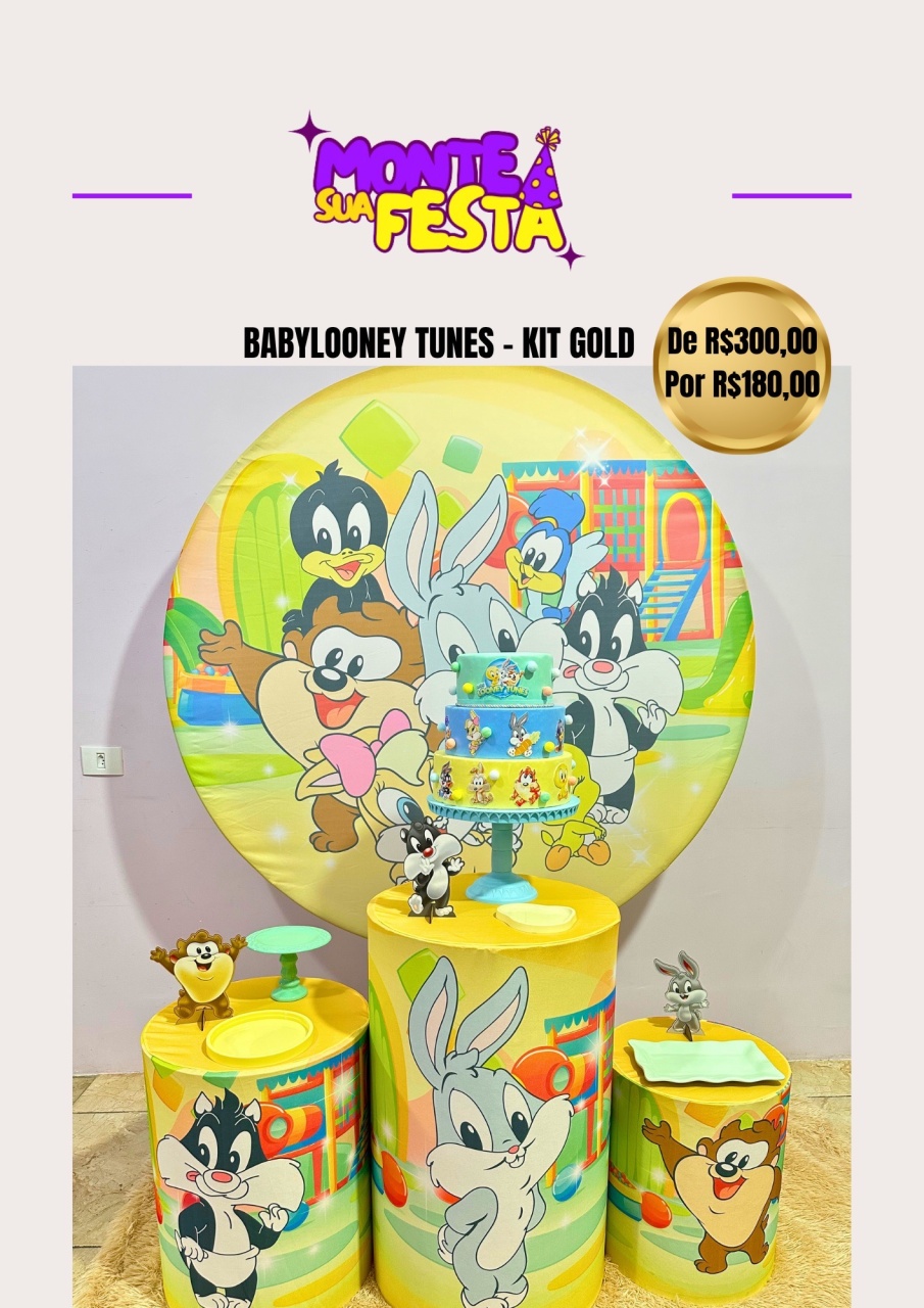 Baby Looney Tunes - Kit Gold - Monte sua festa 