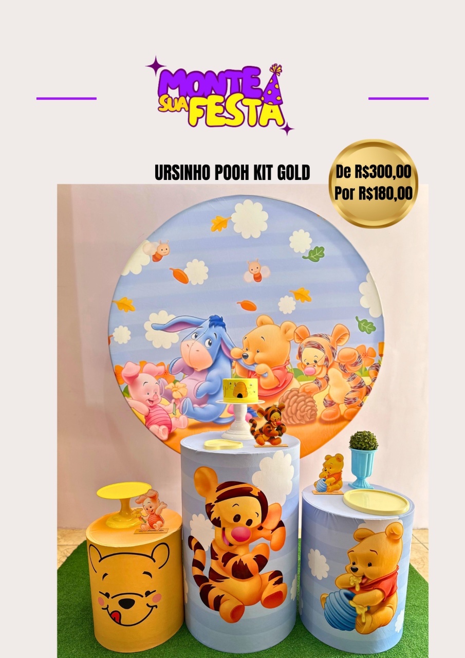 Ursinho Pooh - Kit Gold - Monte sua festa 