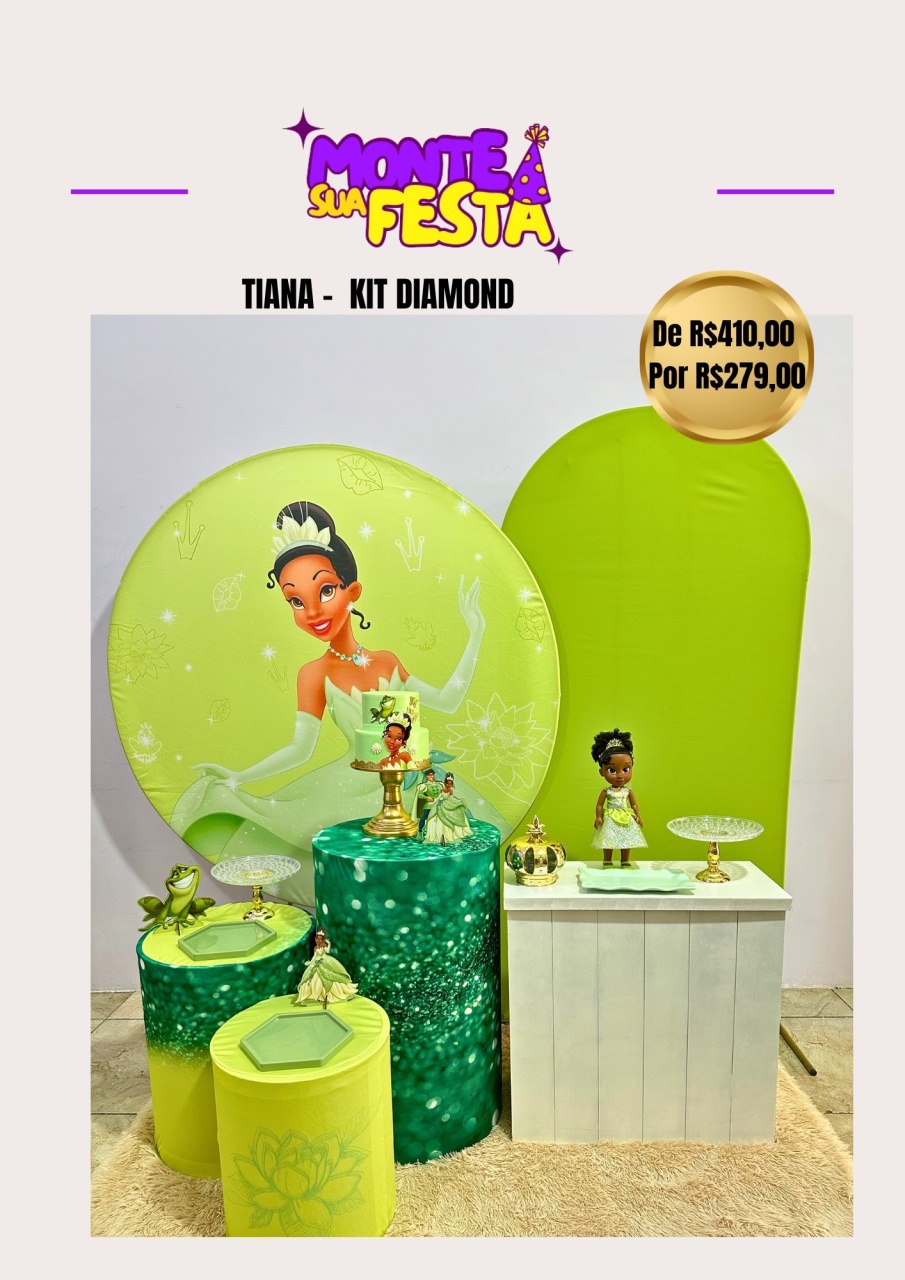 Princesa Tiana - Kit Diamond - Monte sua festa 