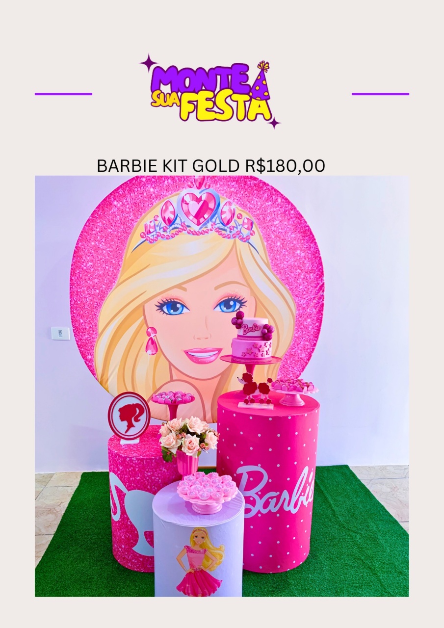 Barbie - Kit Gold - Monte sua festa 