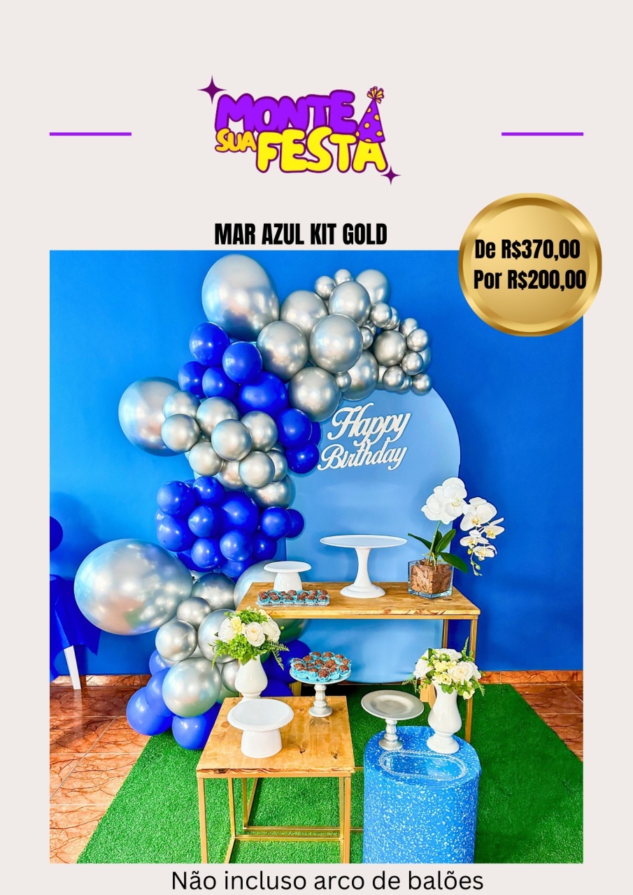 Adulta Azul - Kit Gold  - Monte sua festa 