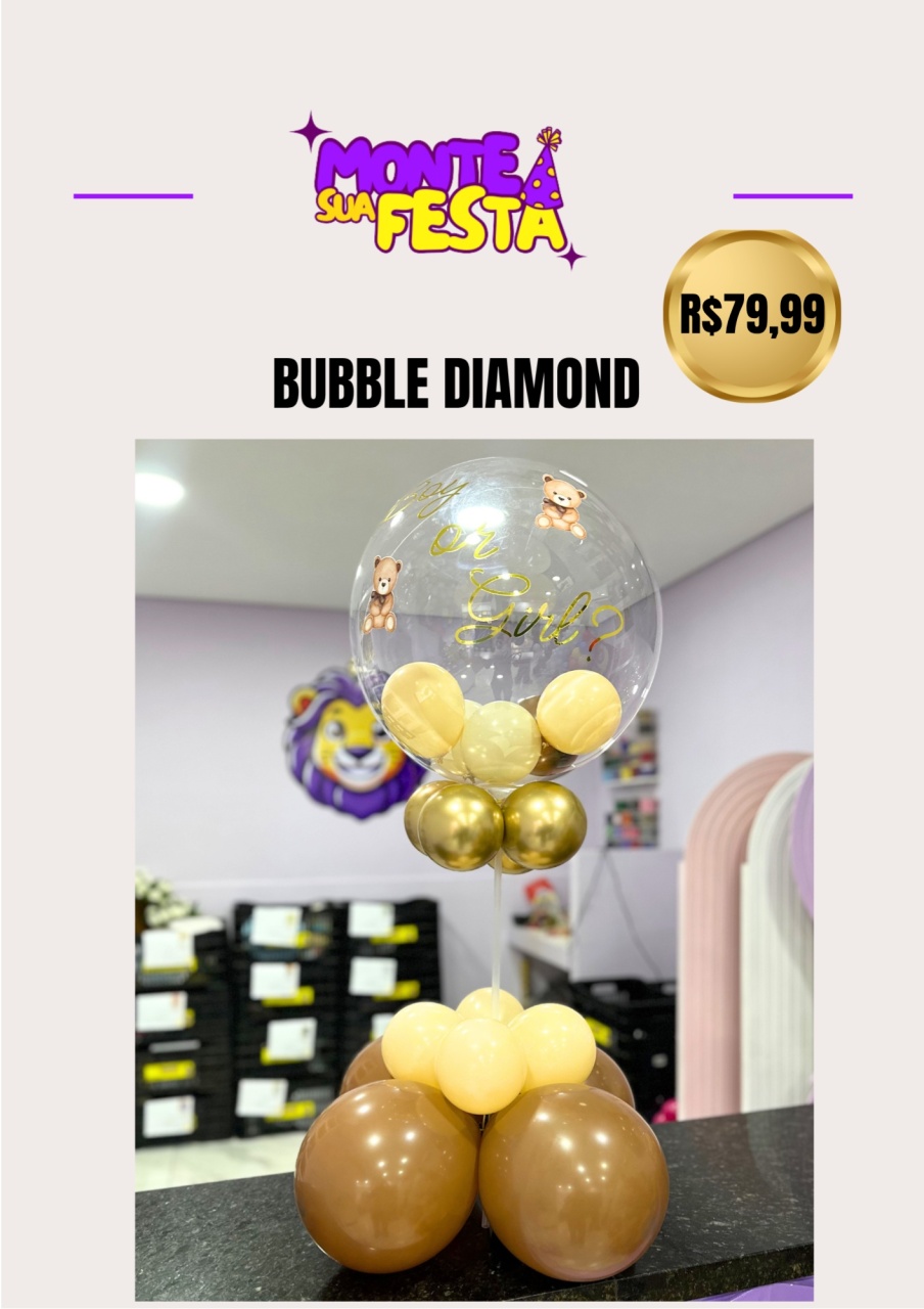 Bubble Chá Revelação - Diamond - Monte sua festa 