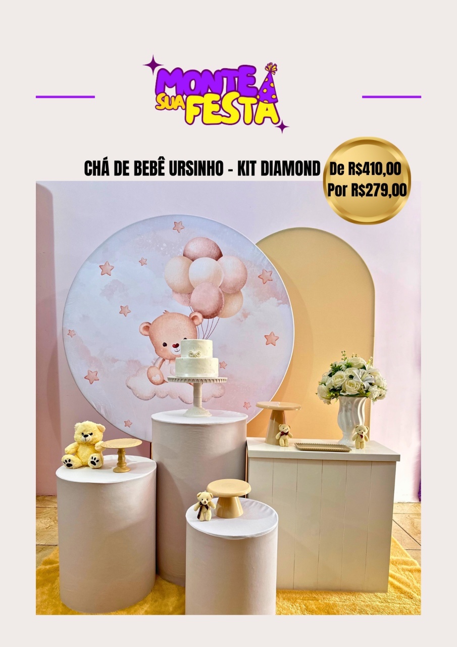 Chá de Bebe Ursinho Baby - Kit Diamond - Monte sua festa 