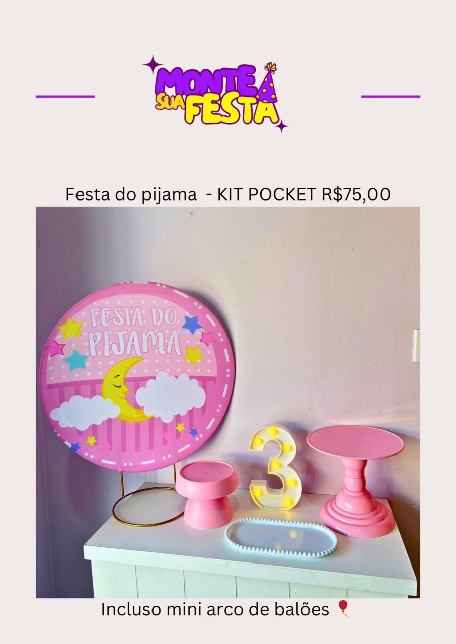 Festa Do Pijama - Kit Pocket  - Monte sua festa 