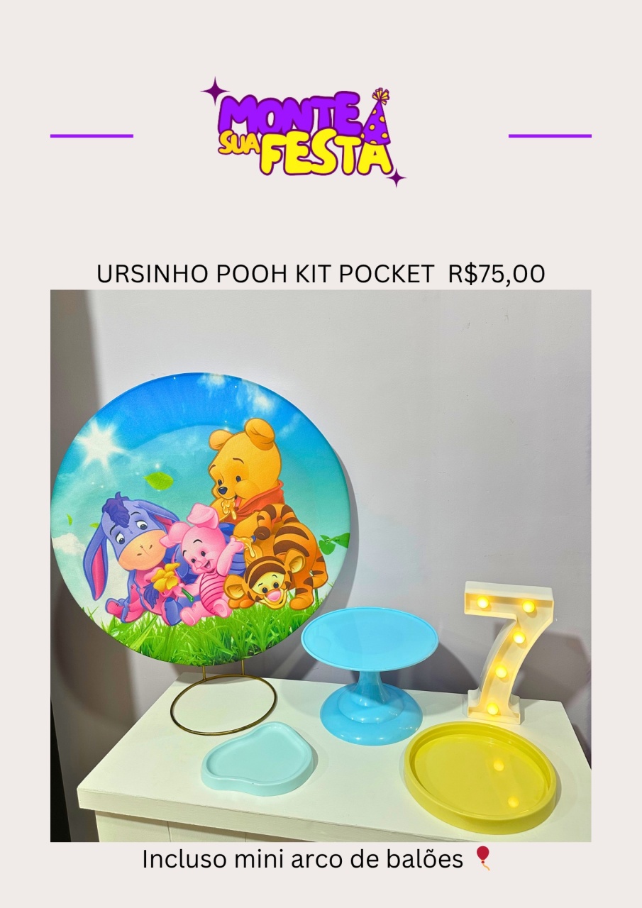 Ursinho Pooh - Kit Pocket  - Monte sua festa 