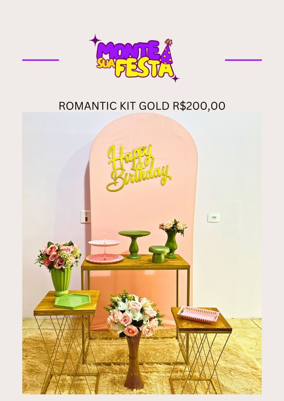 Romantic Adulta - Kit Gold - Monte sua festa 