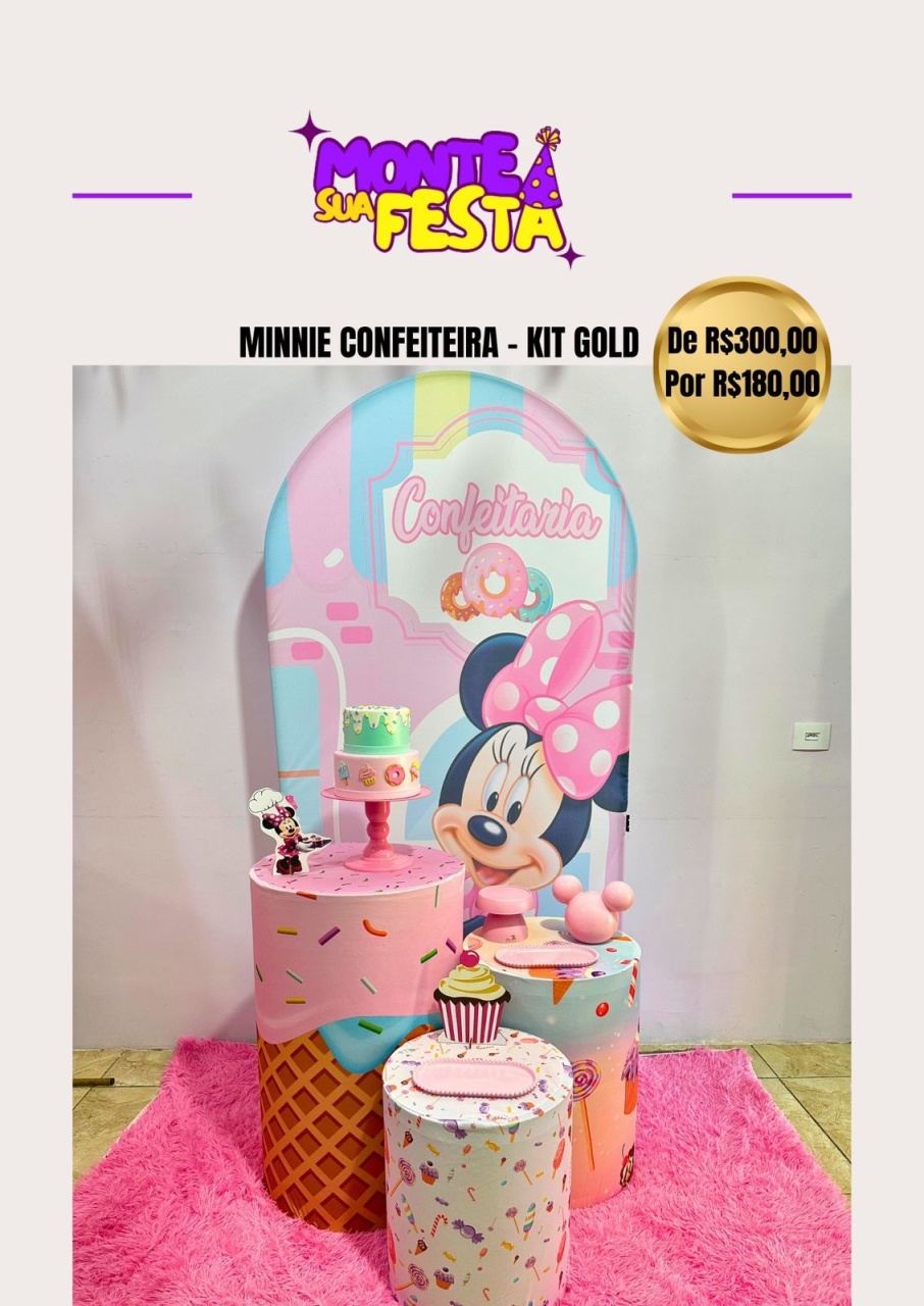 Minnie Confeiteira - Kit Gold - Monte sua festa 