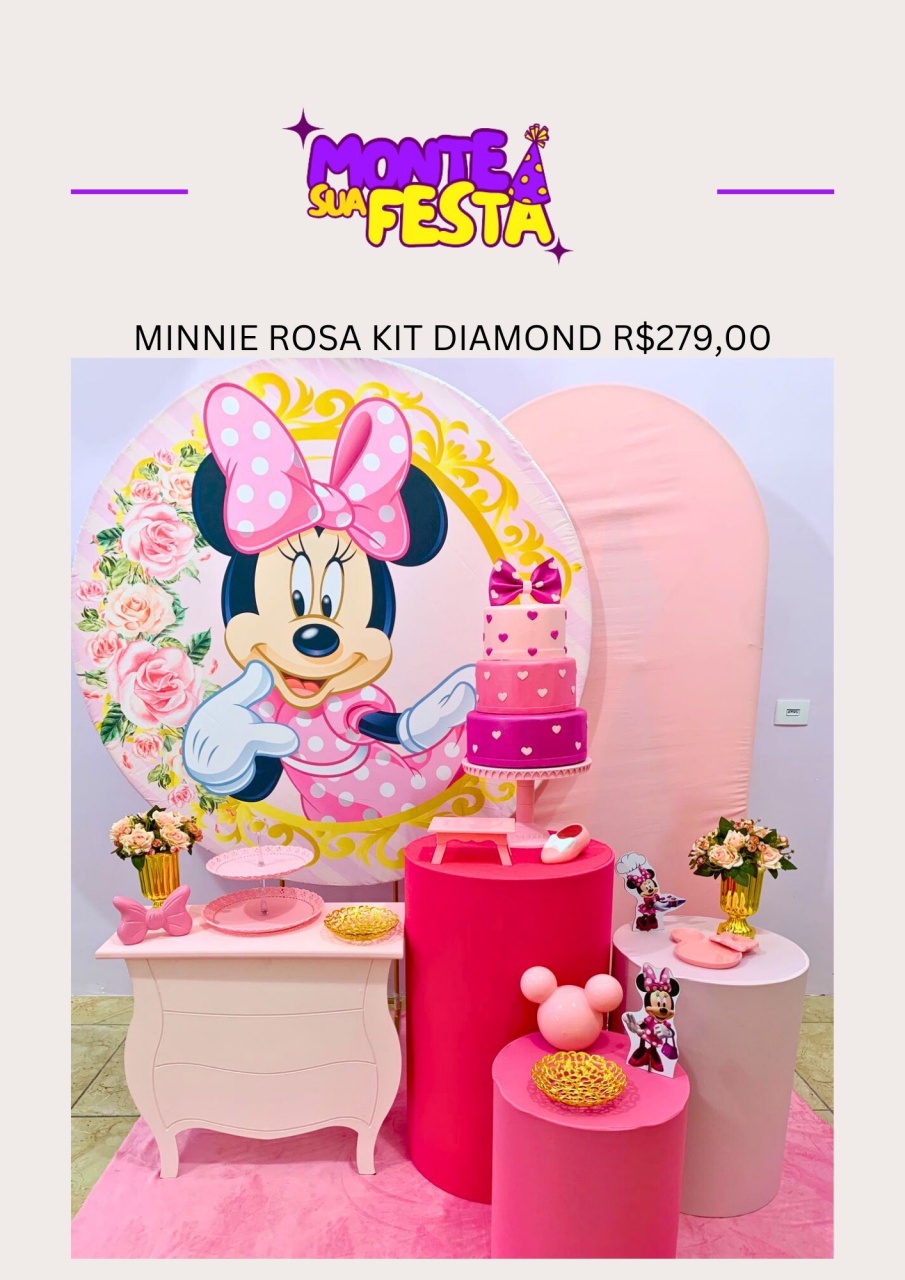 Minnie Rosa - Kit Diamond - Monte sua festa 