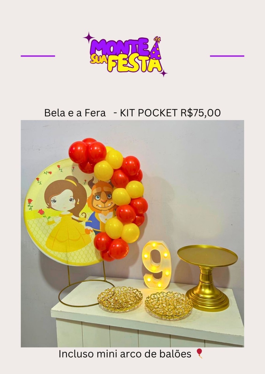 Bela E A Fera - Kit Pocket  - Monte sua festa 