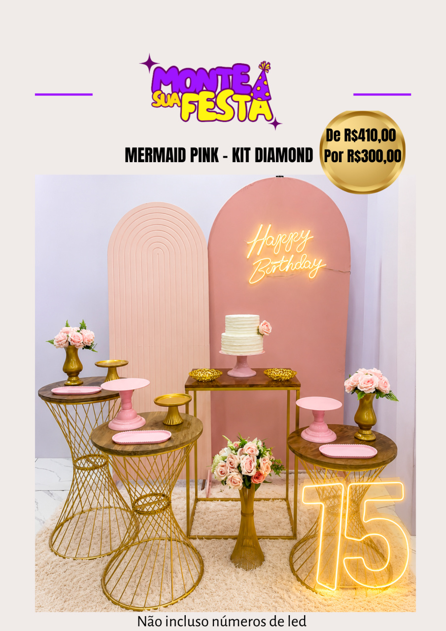 Mermaid Pink 15 Anos - Adulta - Monte sua festa 