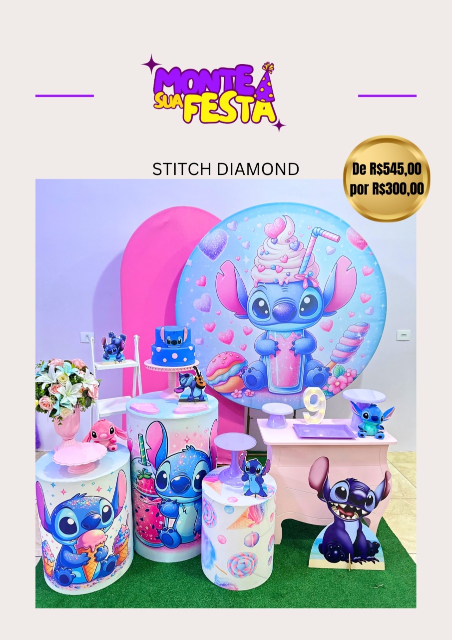Stitch - Kit Diamond  - Monte sua festa 