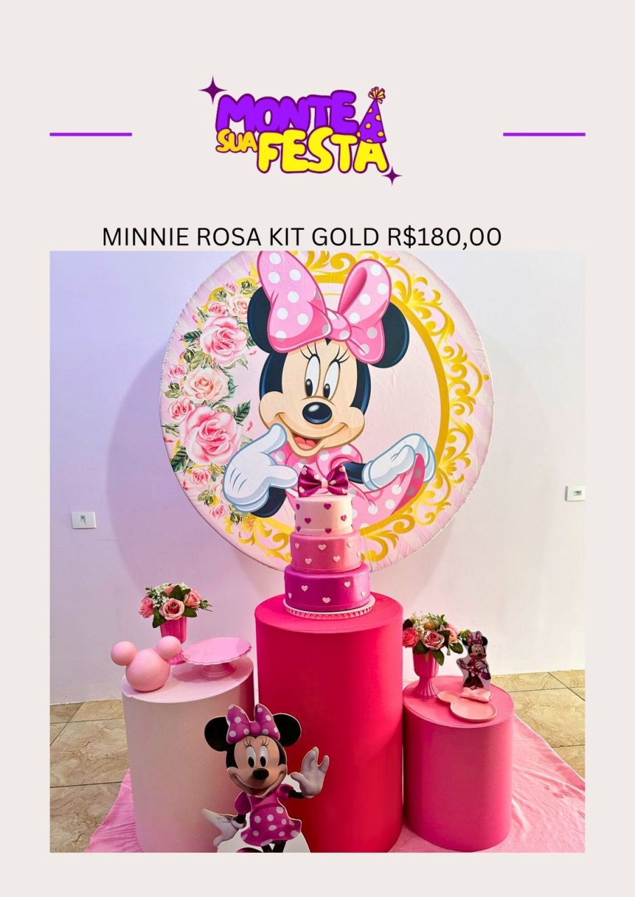 Minnie Rosa - Kit Gold  - Monte sua festa 