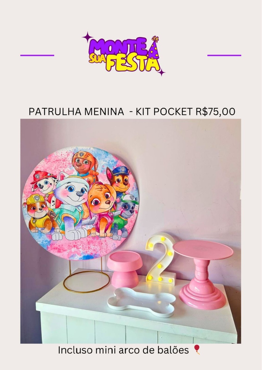 Patrulha Canina Menina - Pocket - Monte sua festa 