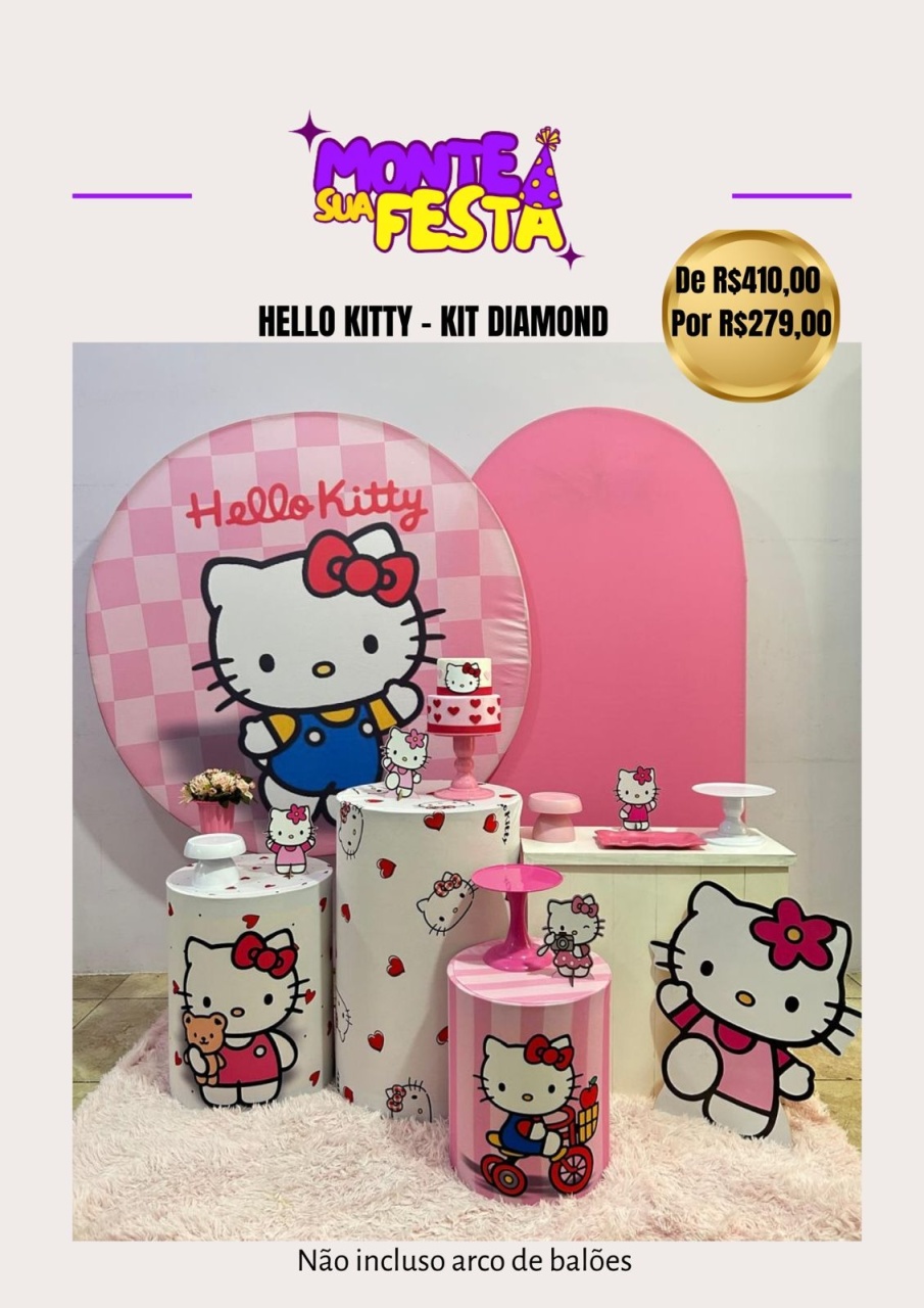 Hello Kitty - Kit Diamond - Monte sua festa 