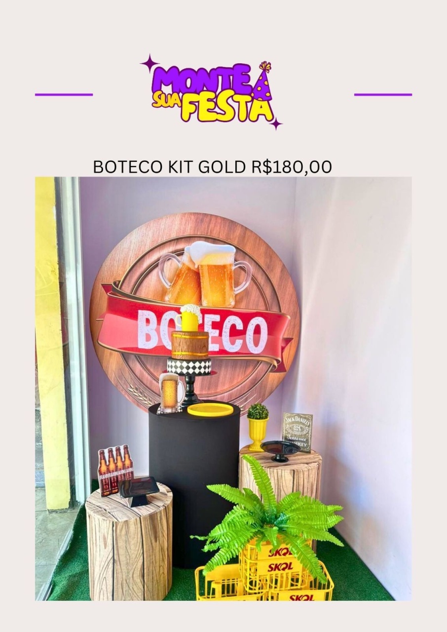 Boteco Masculino - Kit Gold - Monte sua festa 