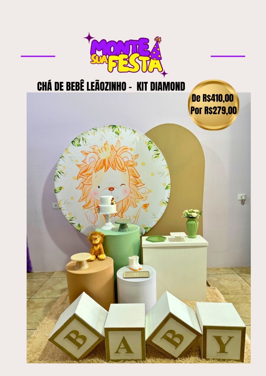 Chá de Bebê Leãozinho - Kit Diamond  - Monte sua festa 