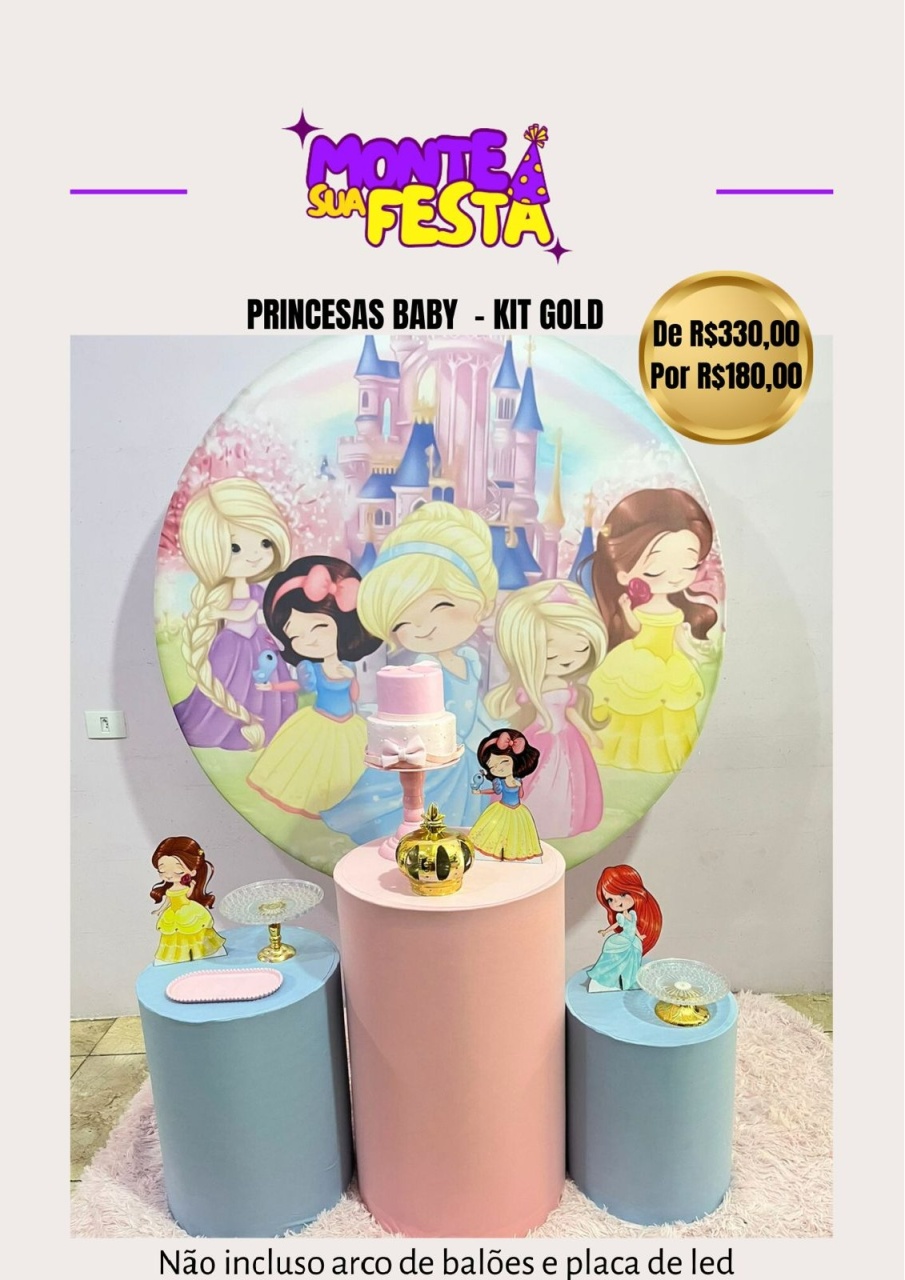 Princesas Baby - Kit Gold - Monte sua festa 