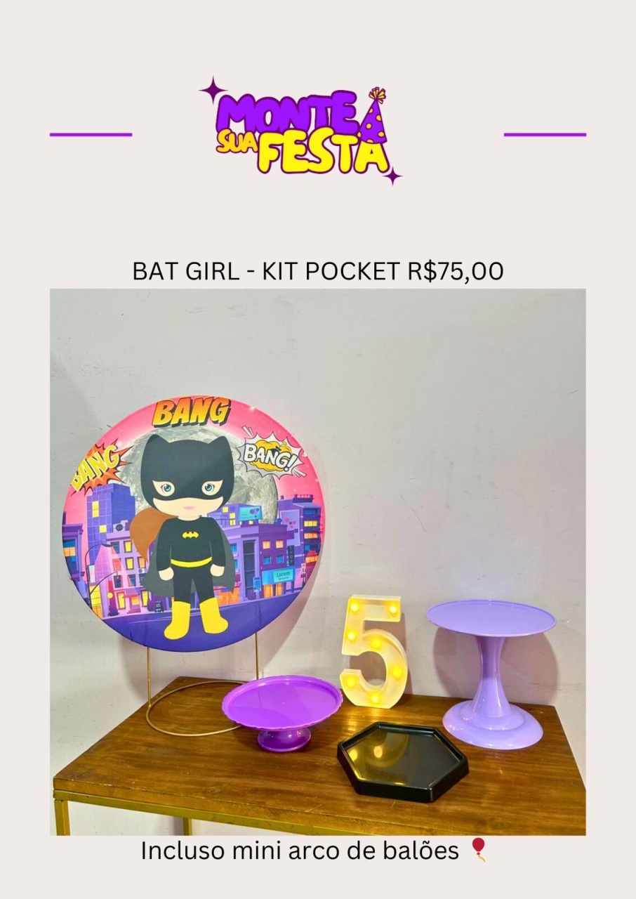 Batgirl 1.0 - Kit Pocket - Monte sua festa 