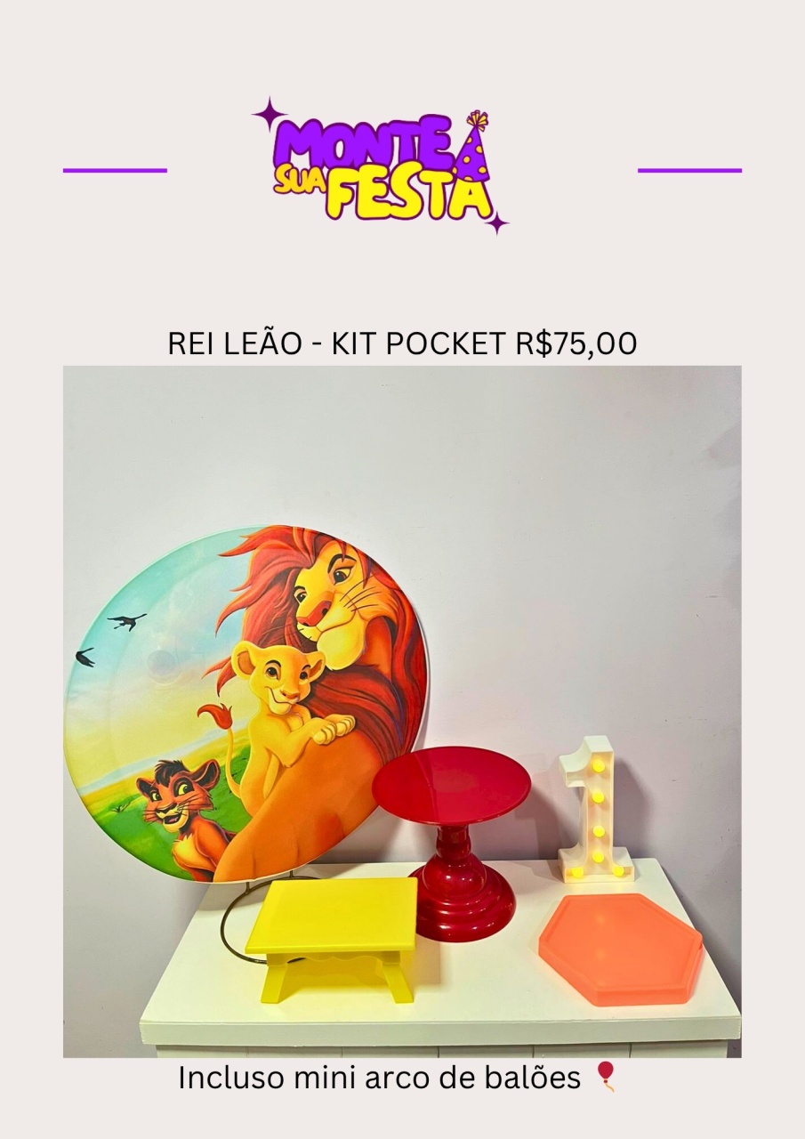Rei Leão - Kit Pocket - Monte sua festa 