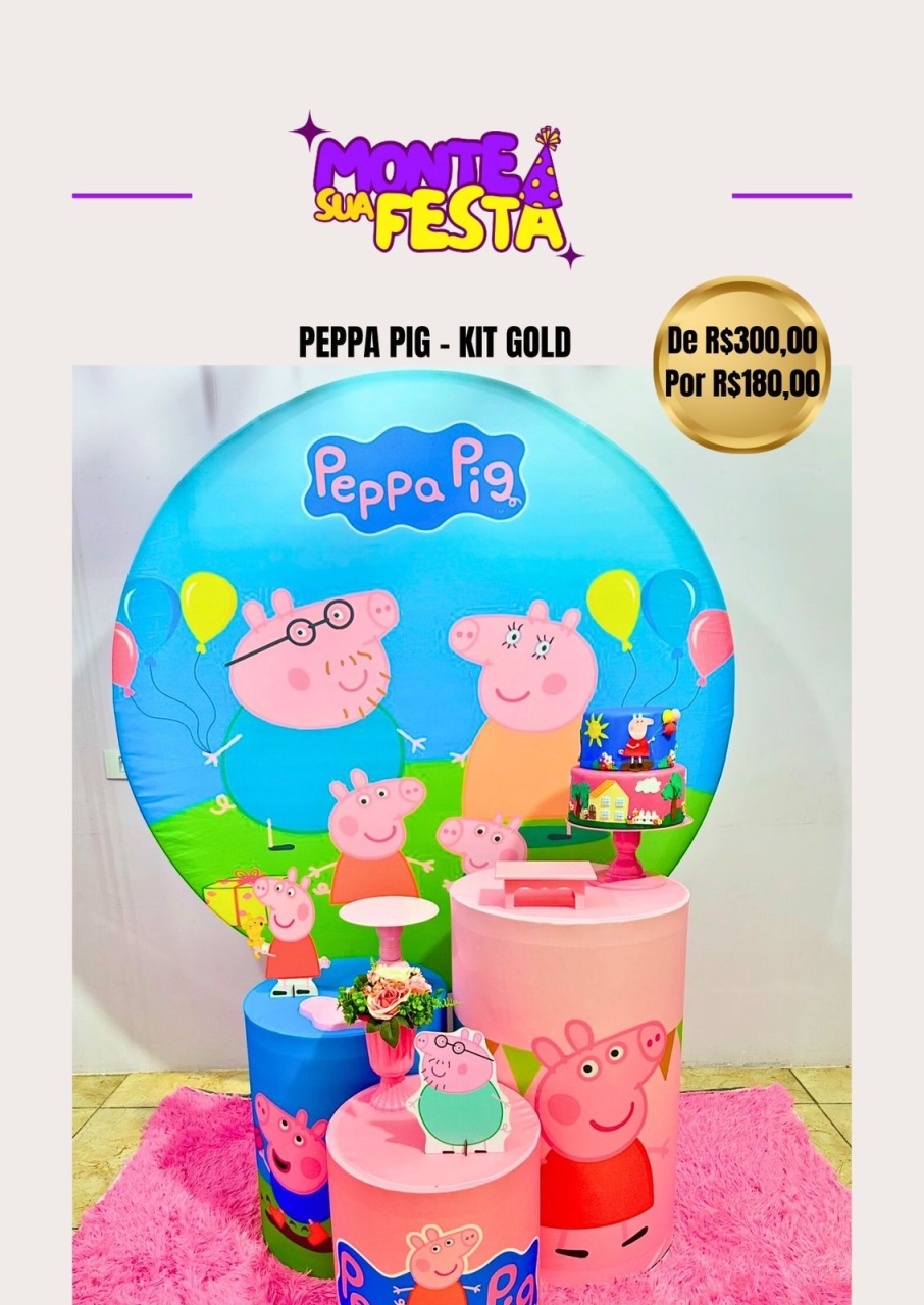 Peppa Pig - Kit Gold  - Monte sua festa 