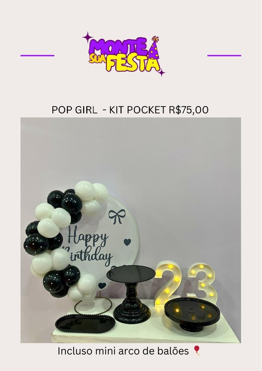 Pop Girl - Kit Pocket Adulta - Monte sua festa 