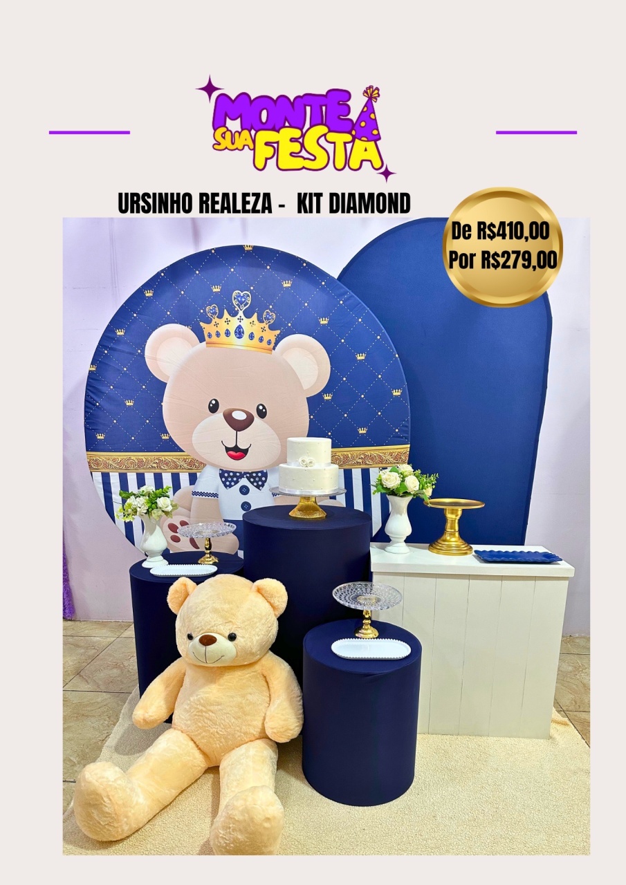 Chá de Bebê Ursinho Realeza - Kit Diamond - Monte sua festa 