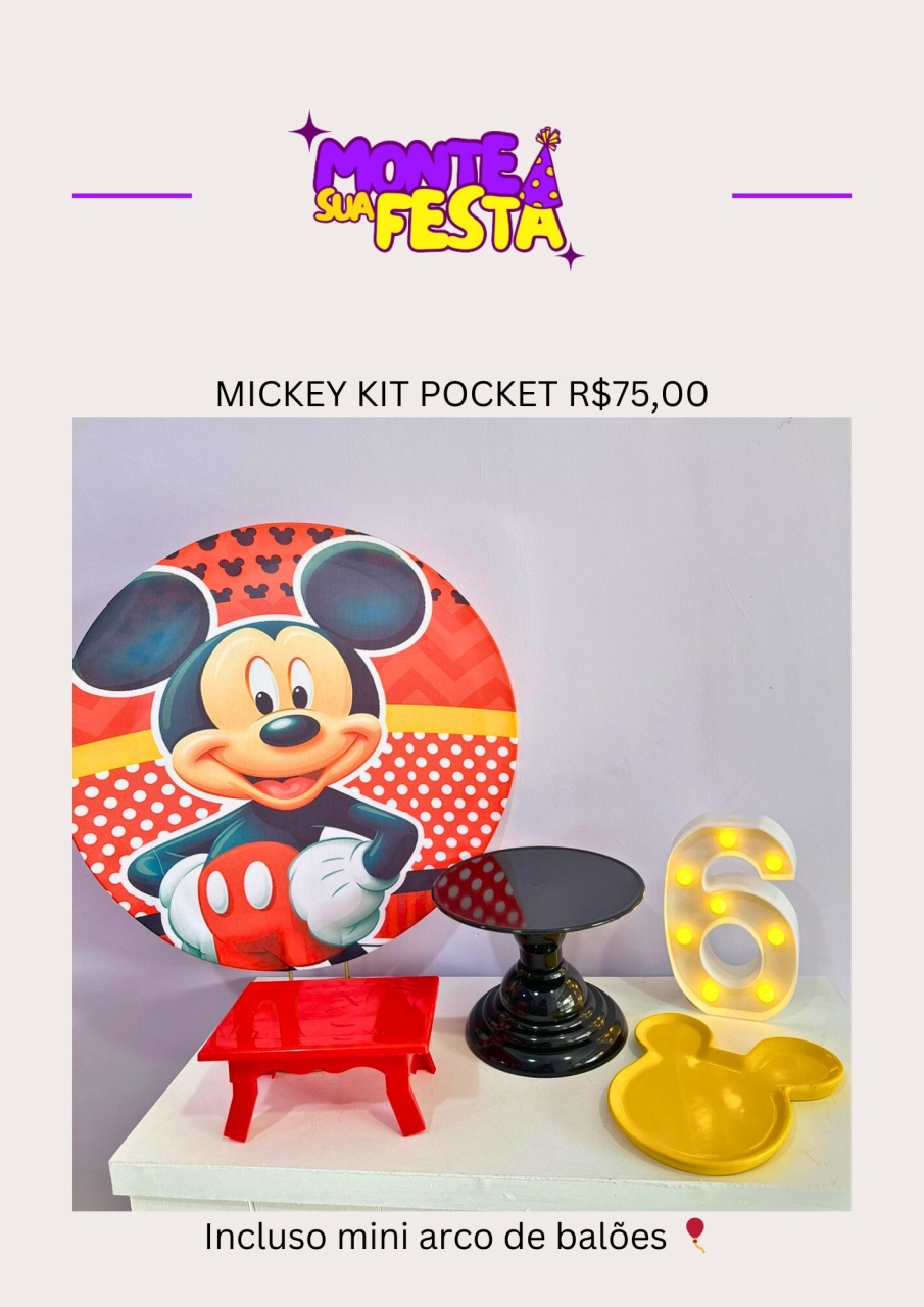 Mickey - Kit Pocket - Monte sua festa 