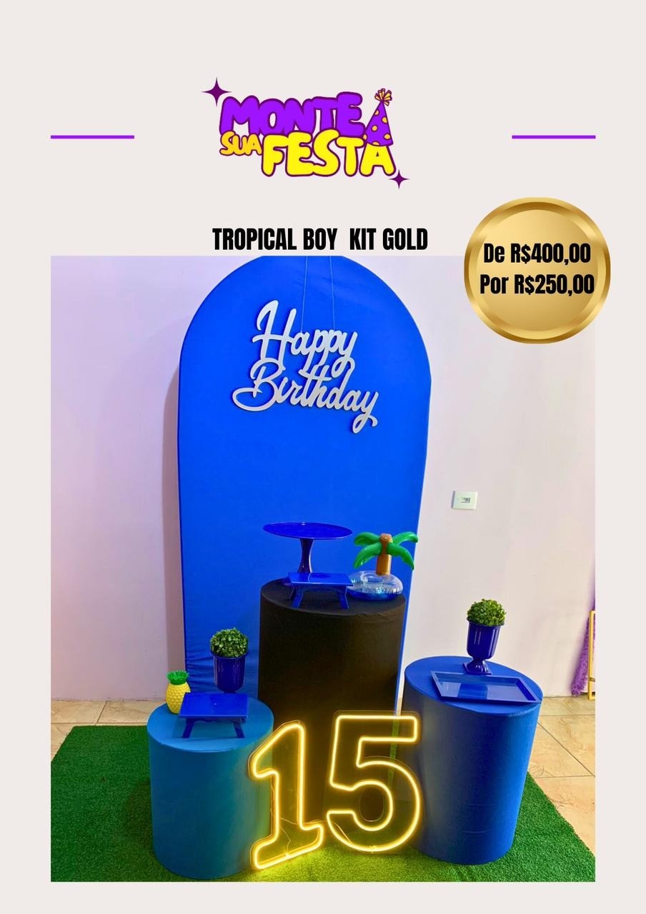 Tropical Boy Adulta - Kit Gold  - Monte sua festa 