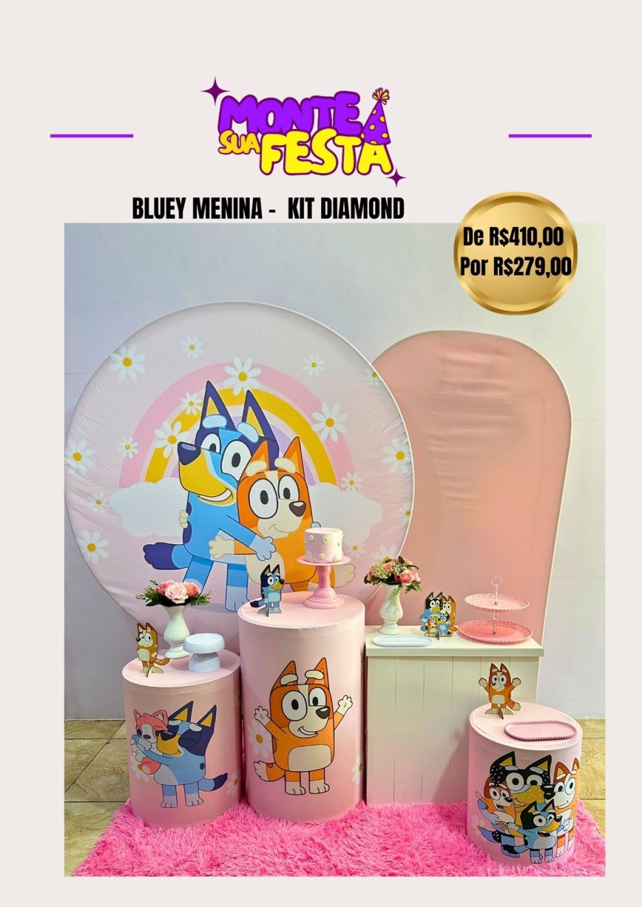 Bluey Menina - Kit Diamond  - Monte sua festa 