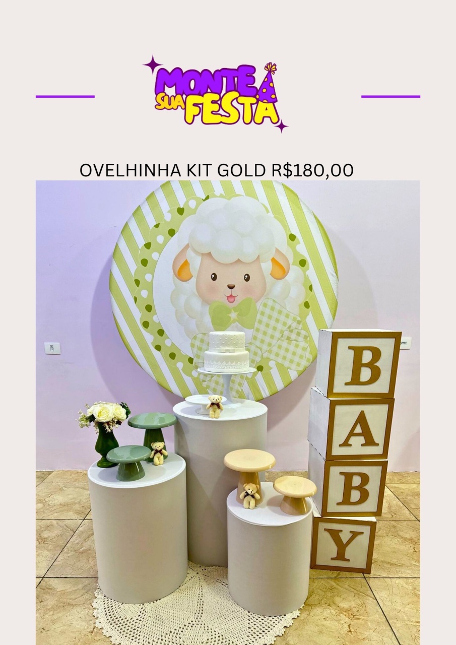 Chá de Bebê Ovelhinha - Kit Gold  - Monte sua festa 