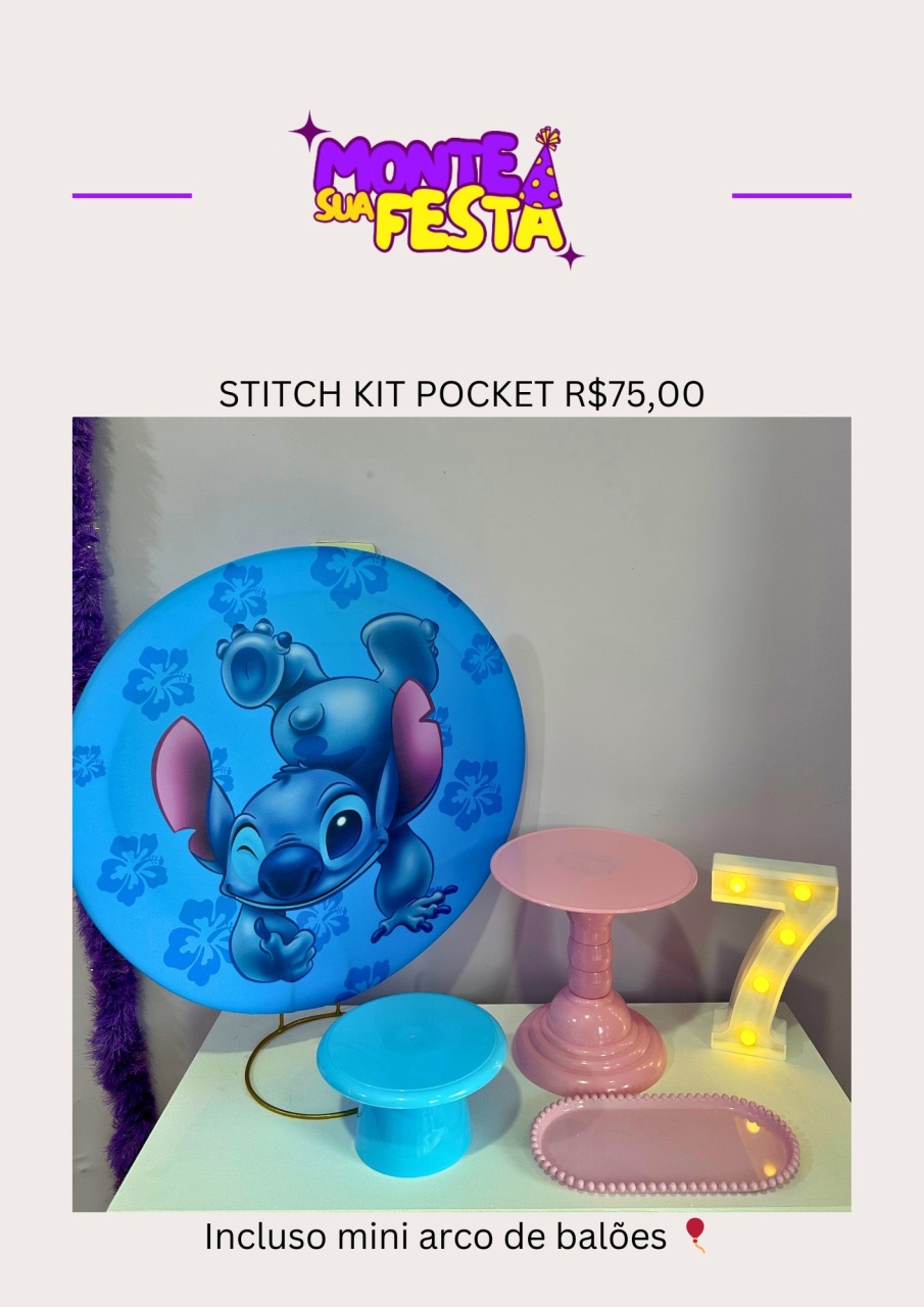 Stitch - Kit Pocket  - Monte sua festa 