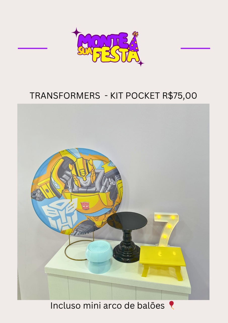 Transformers - Kit Pocket  - Monte sua festa 