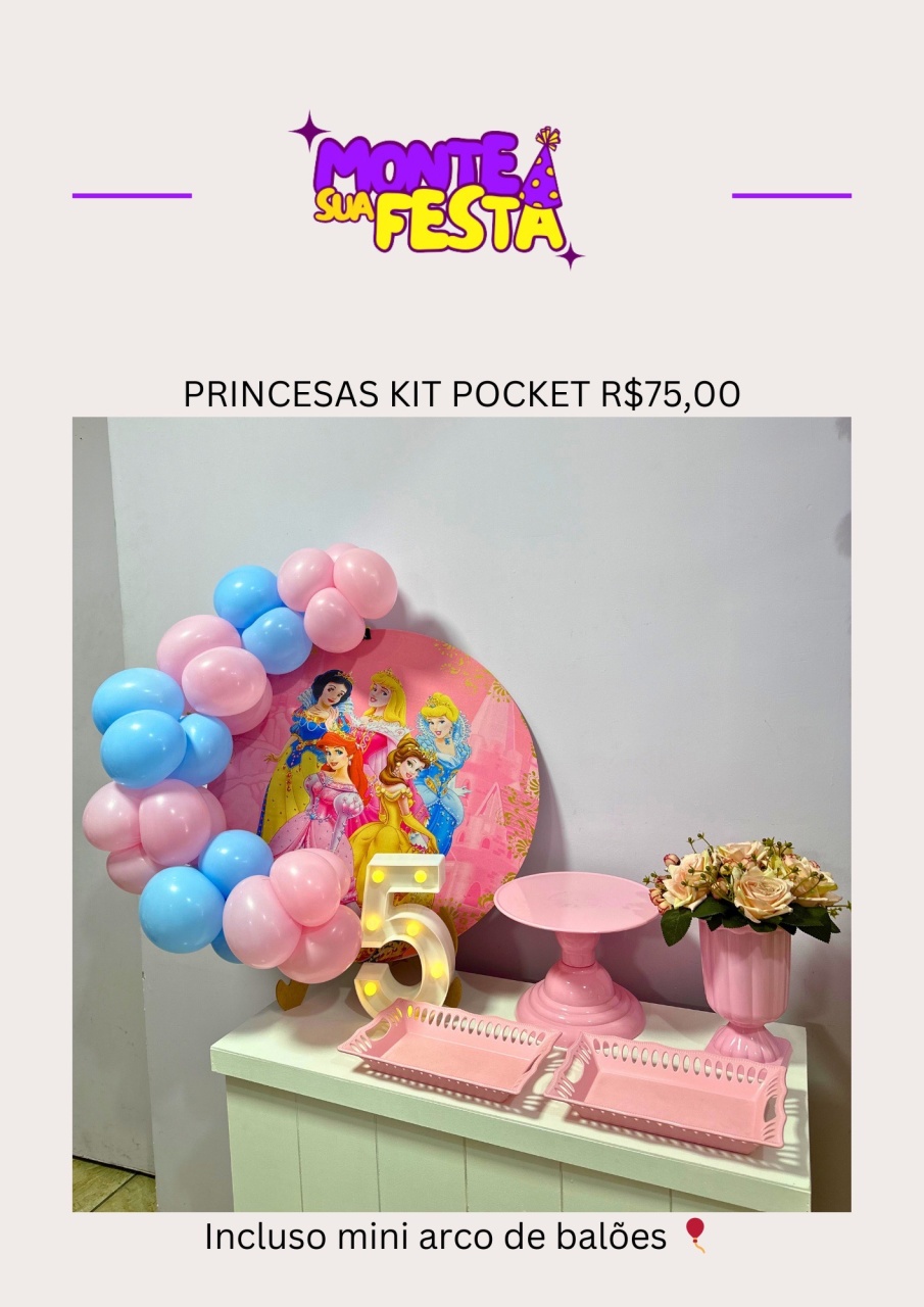 Princesas - Kit Pocket  - Monte sua festa 