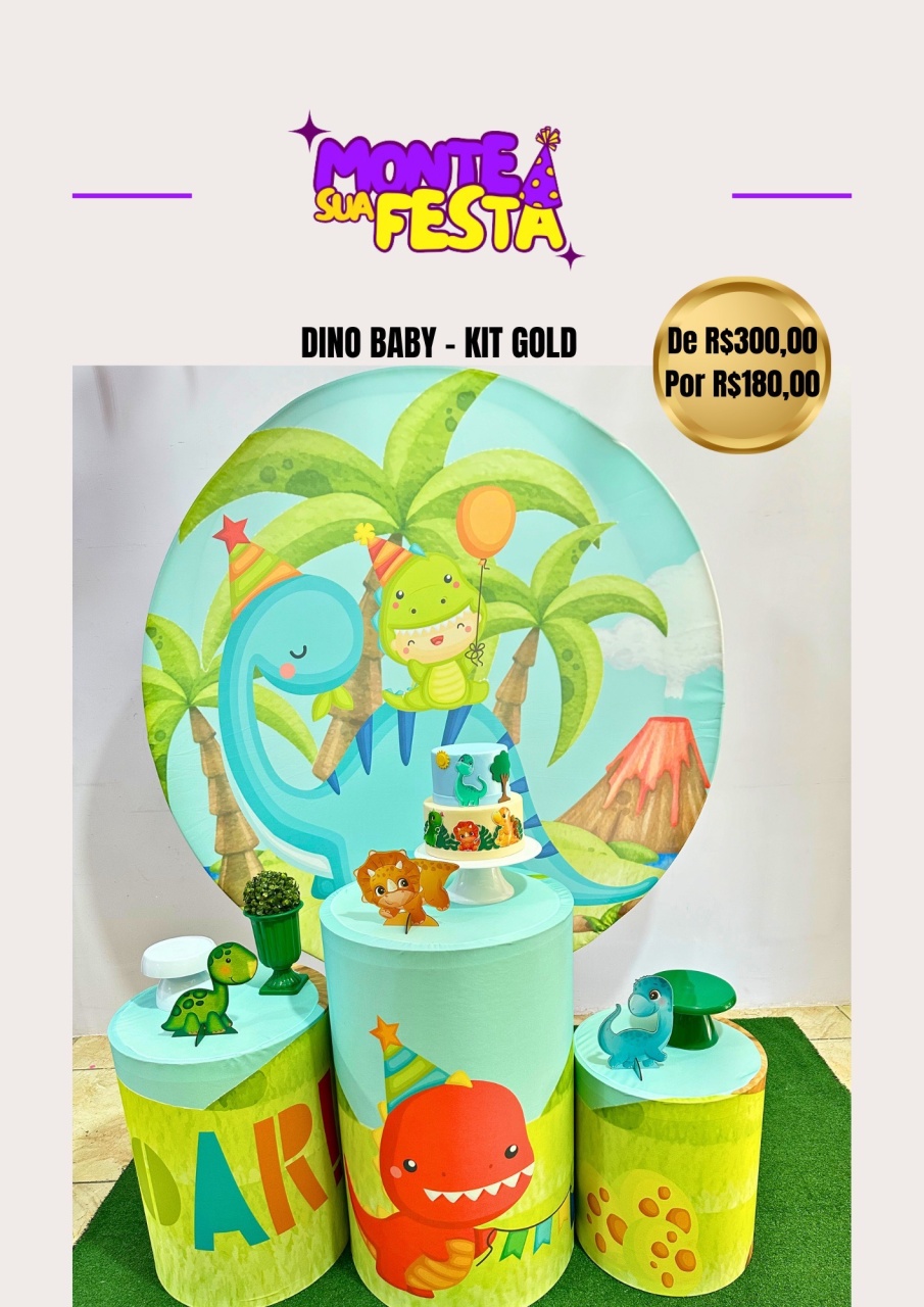 Dino Baby - Kit Gold - Monte sua festa 