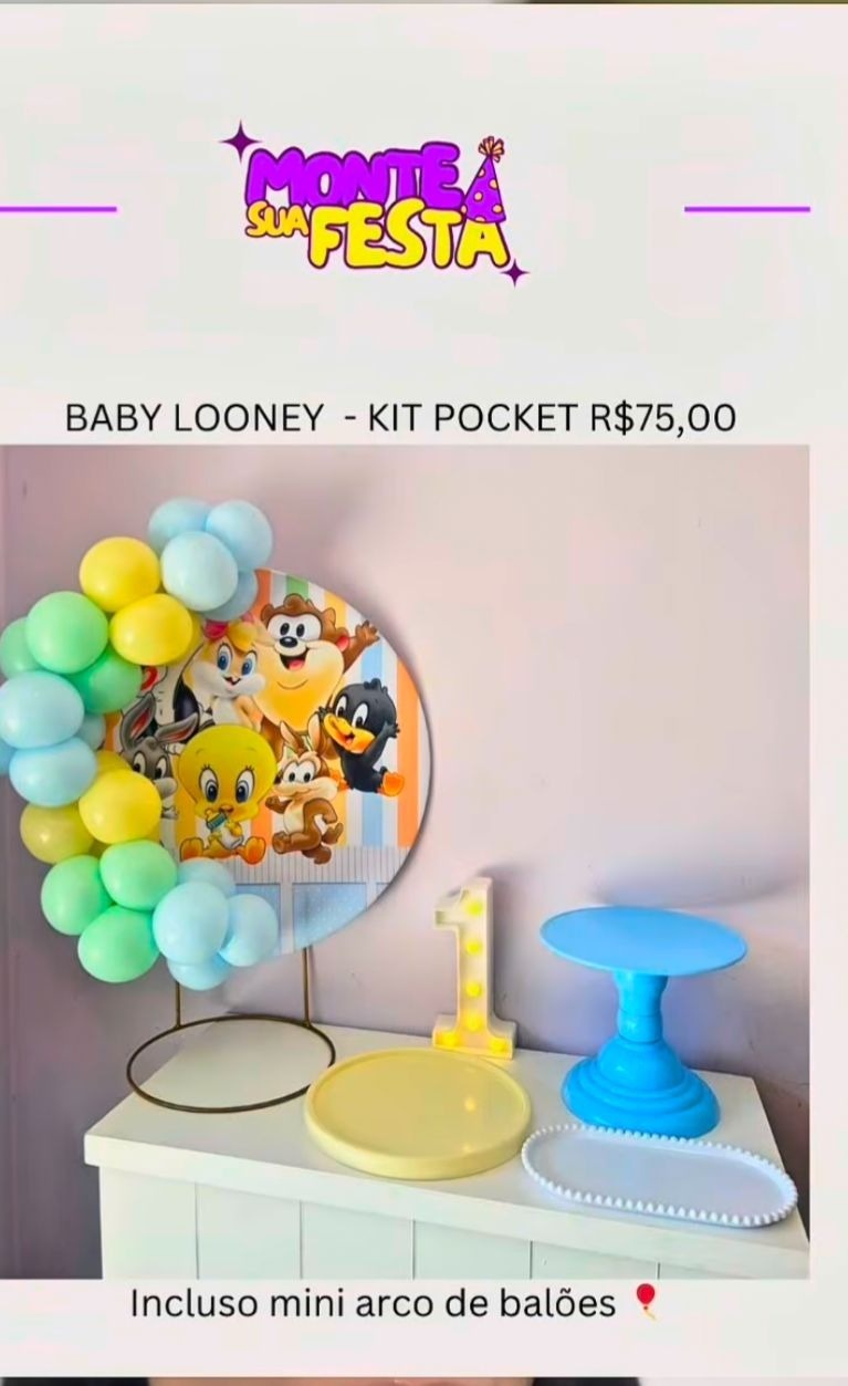 Baby Looney Tunes -  Kit Pocket - Monte sua festa 