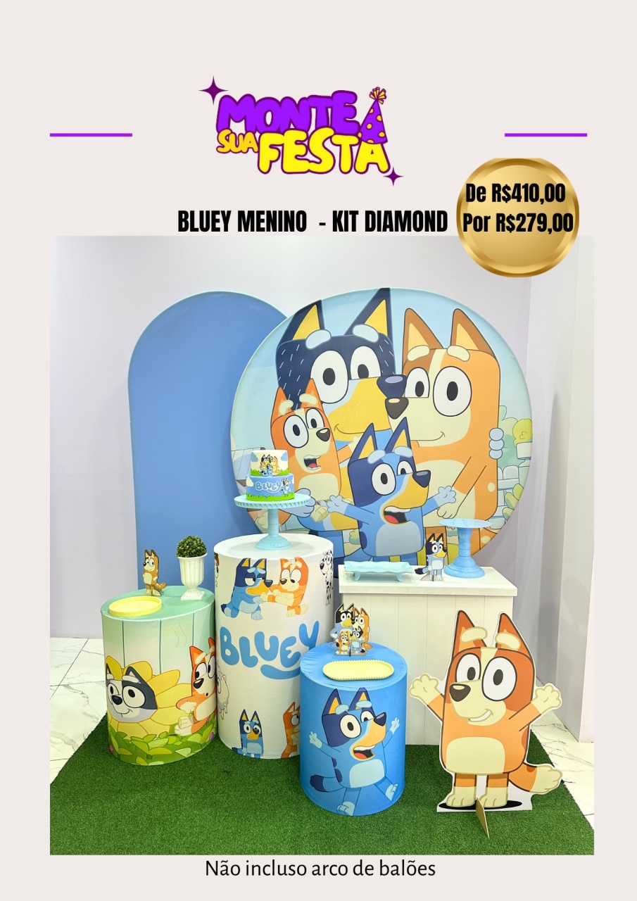 Bluey Menino - Kit Diamond - Monte sua festa 
