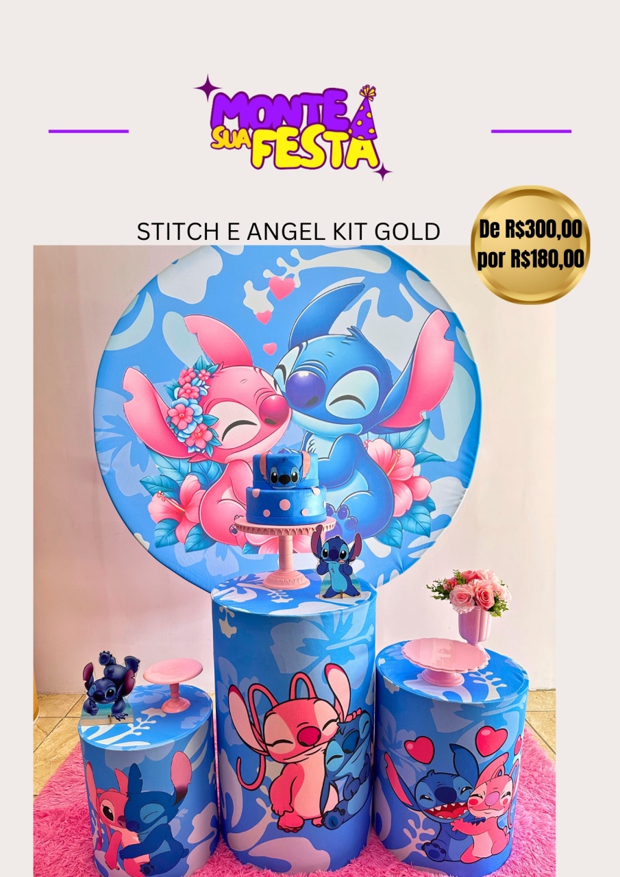 Stitch E Angel - Kit Gold  - Monte sua festa 