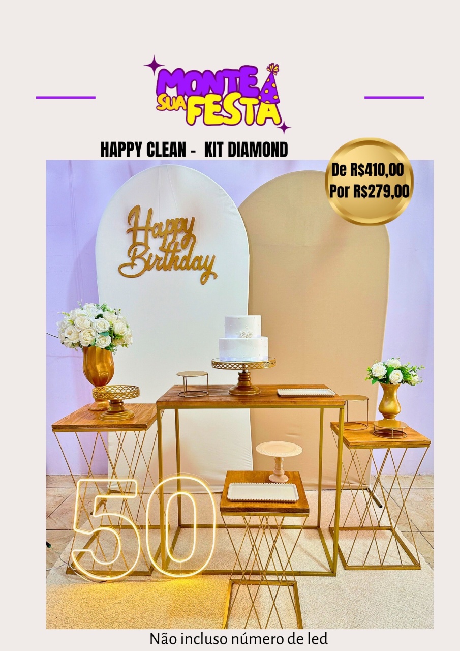 Happy Clean Adulta - Kit Diamond - Monte sua festa 