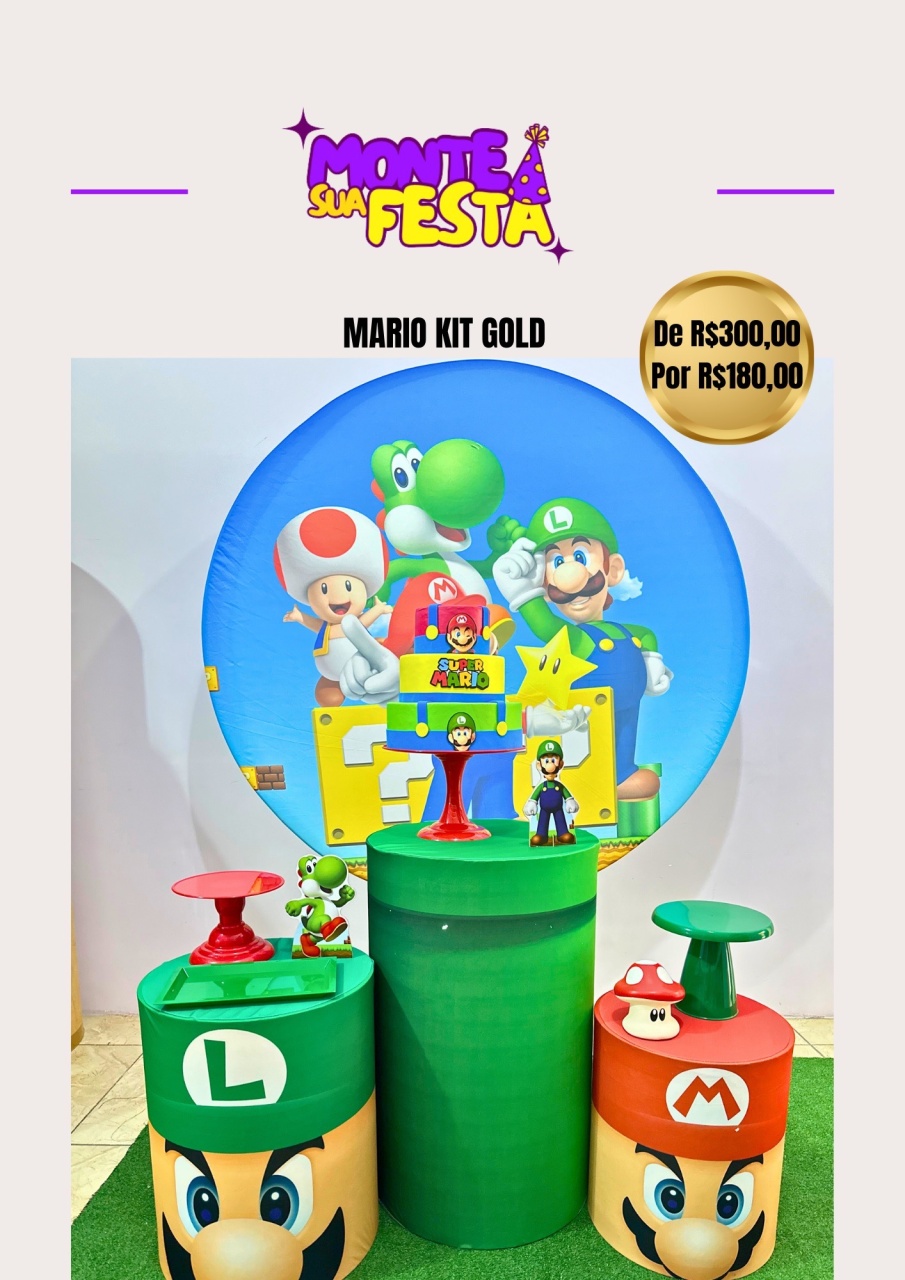 Super Mario - Kit Gold - Monte sua festa 