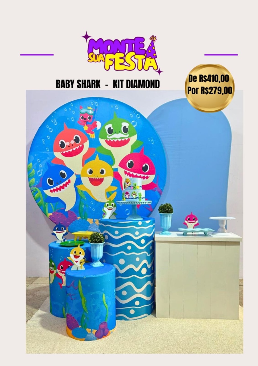 Baby Shark - Kit Diamond  - Monte sua festa 