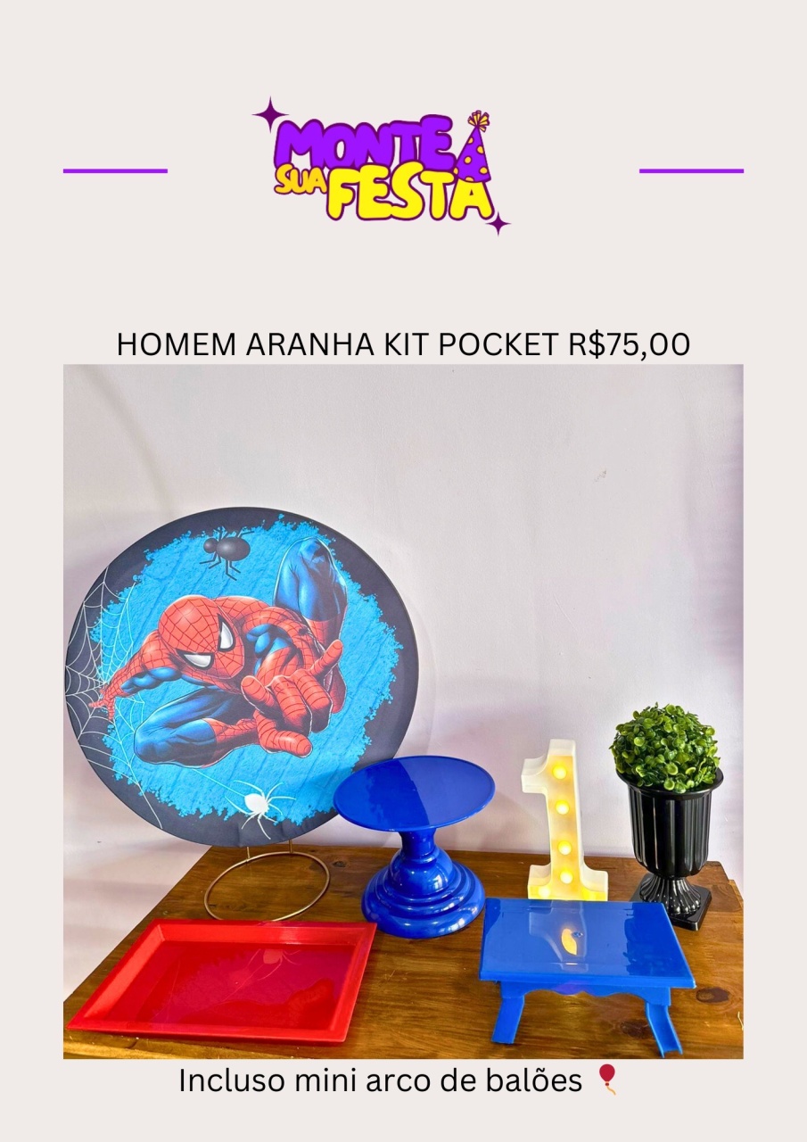 Homem Aranha - Kit Pocket - Monte sua festa 