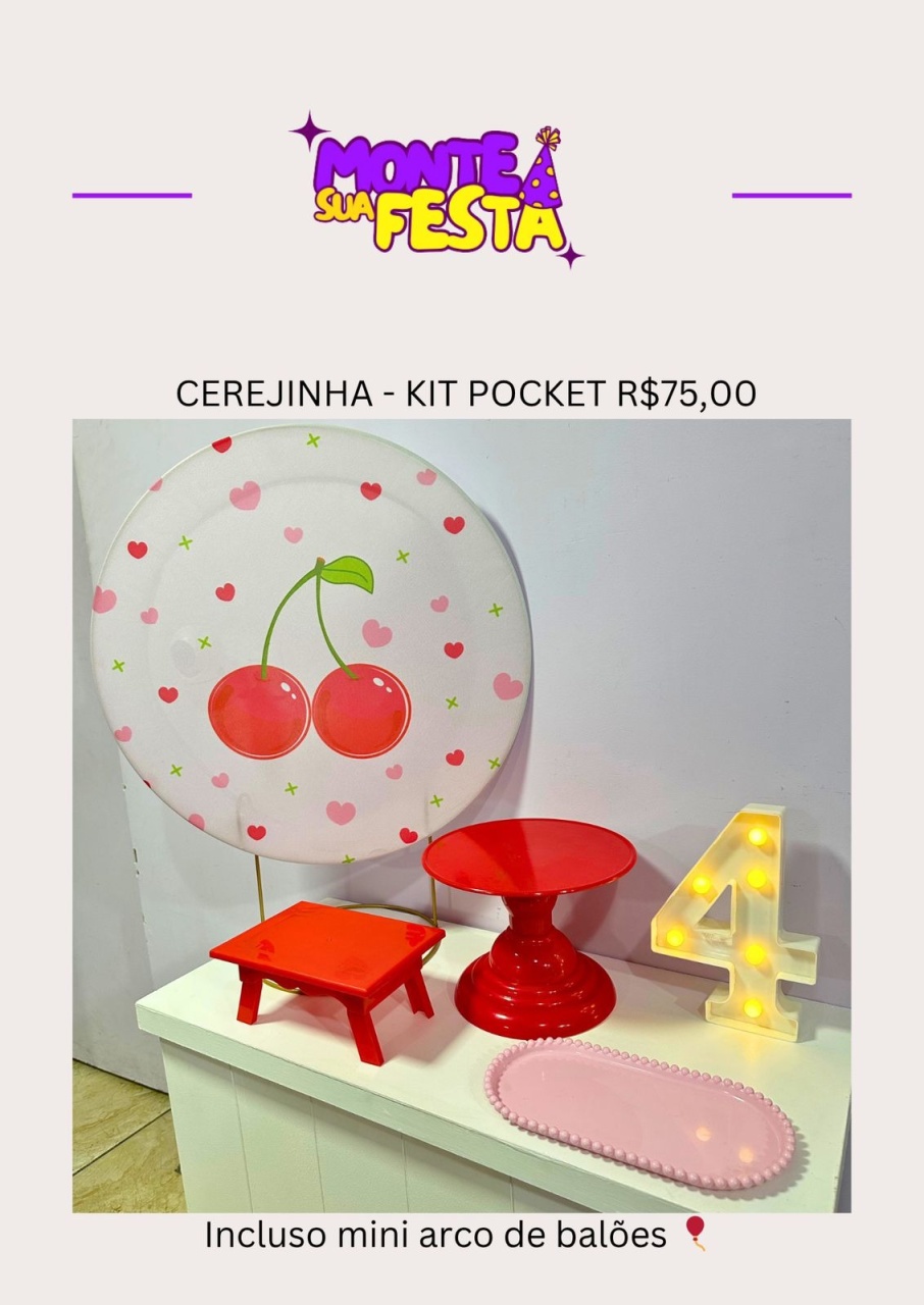 Kit Pocket - Cerejinha  - Monte sua festa 