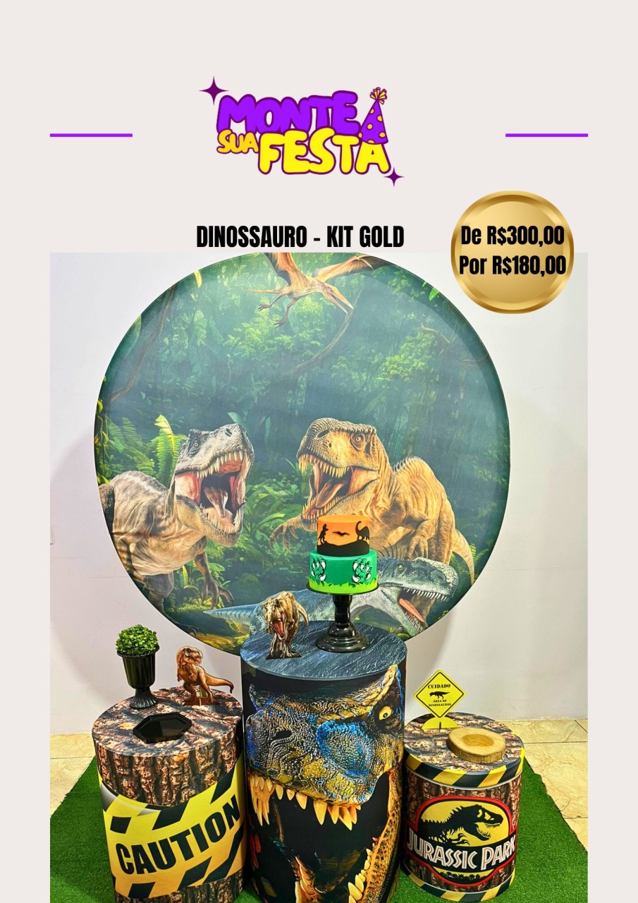 Dinossauro - Kit Gold - Monte sua festa 