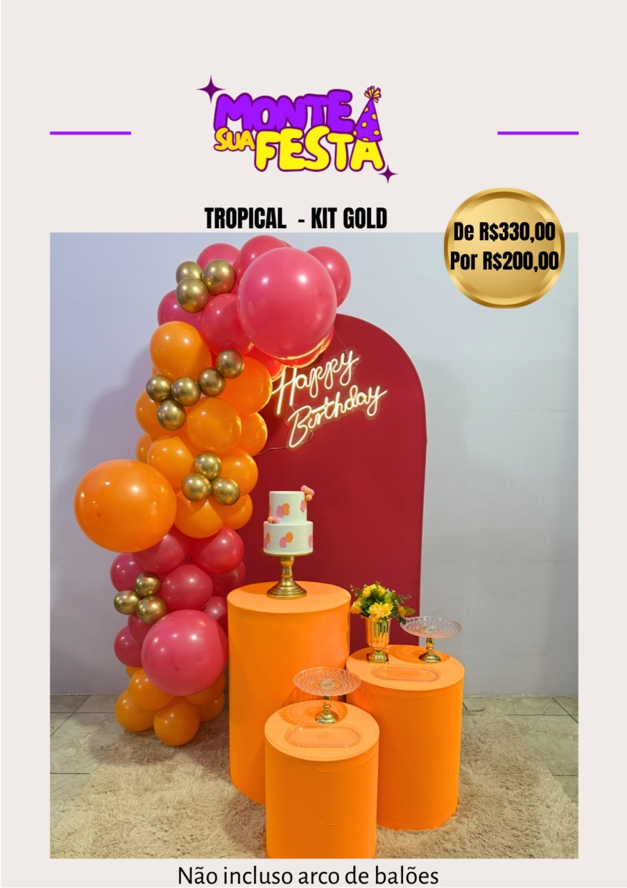 Tropical Adulta - Kit Gold - Monte sua festa 