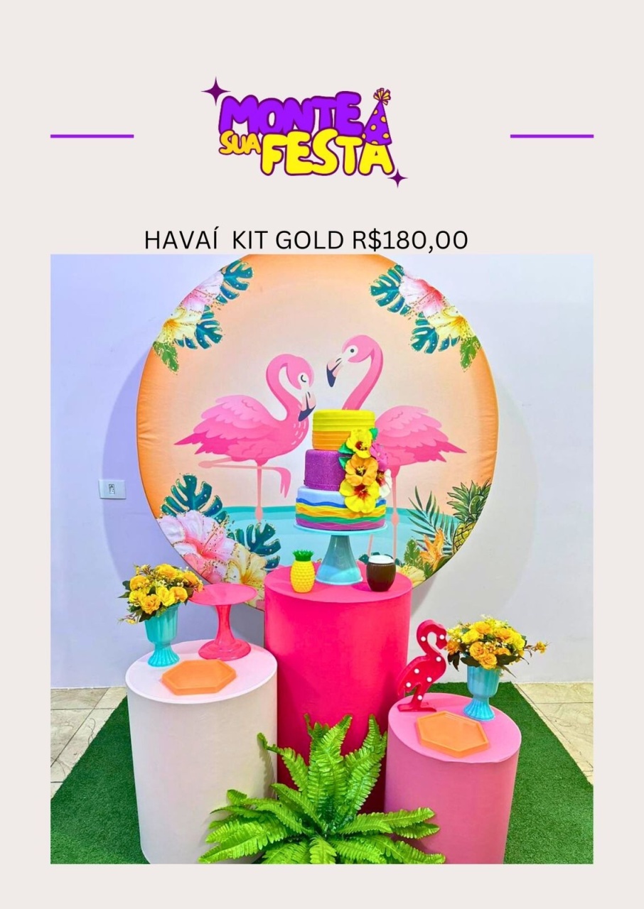 Kit Gold Adulta - Flamingos - Monte sua festa 