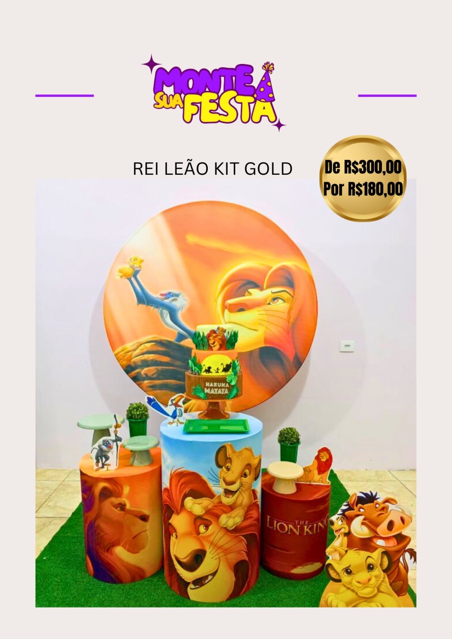 Rei Leão - Kit Gold - Monte sua festa 