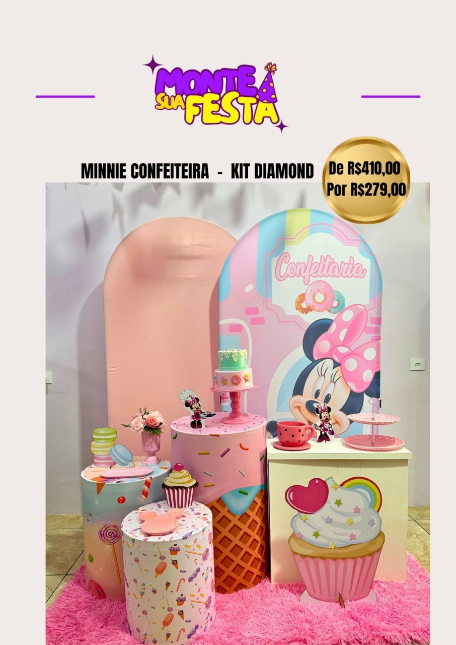 Minnie Confeiteira - Kit Diamond - Monte sua festa 