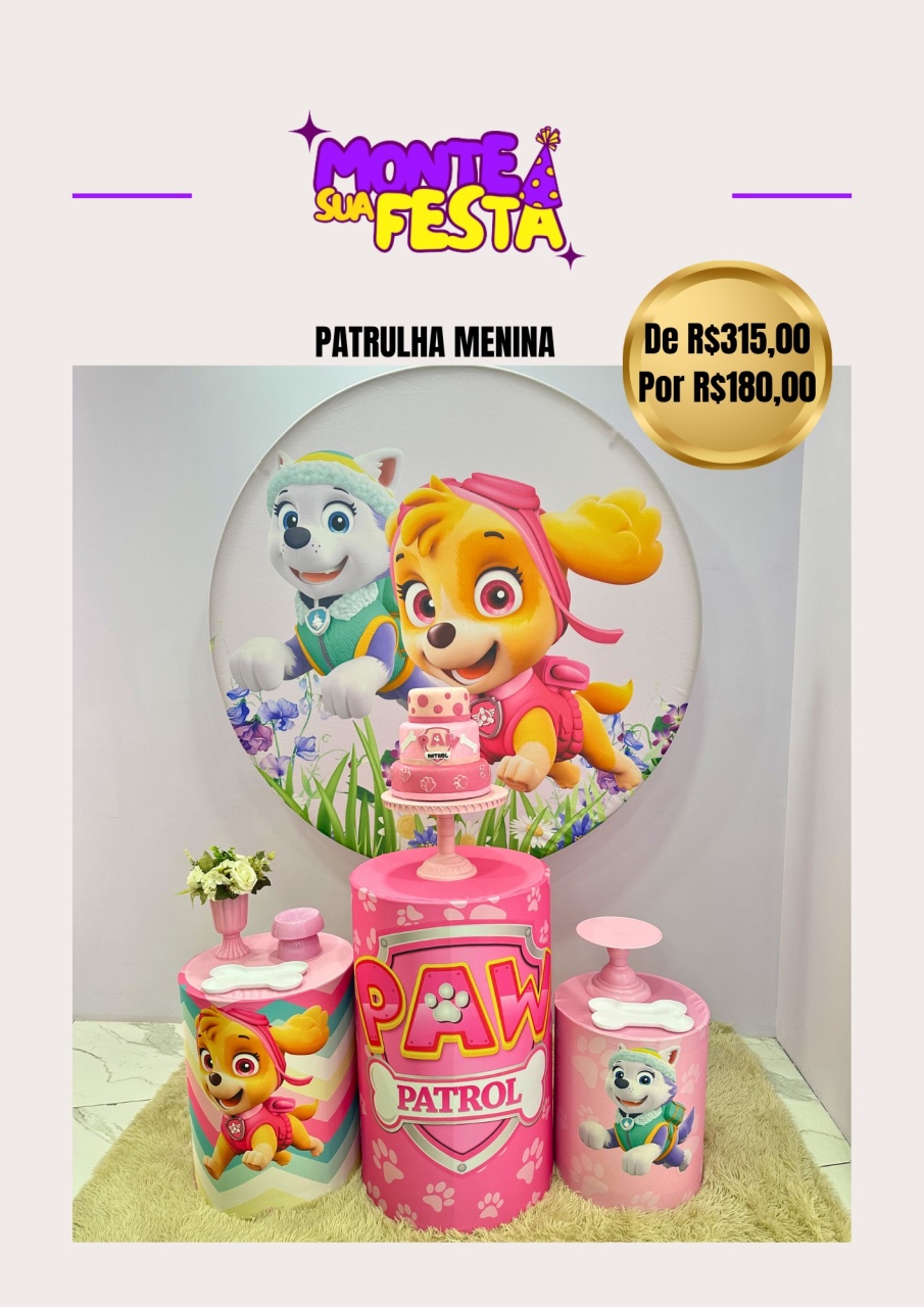 Patrulha Canina  Menina - Kit Gold  - Monte sua festa 
