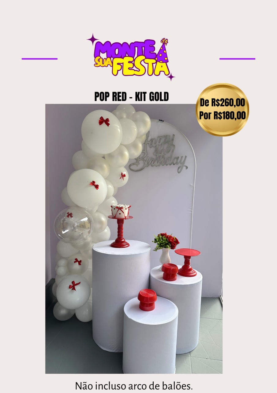 Pop Red  - Kit Gold Adulta  - Monte sua festa 